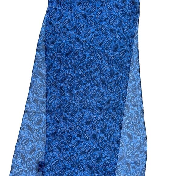 Scarves Scarf Paisley Blue Floral Roses‎ Multicolor Set Of 2 Sheer 58"x 13" - Picture 6 of 12
